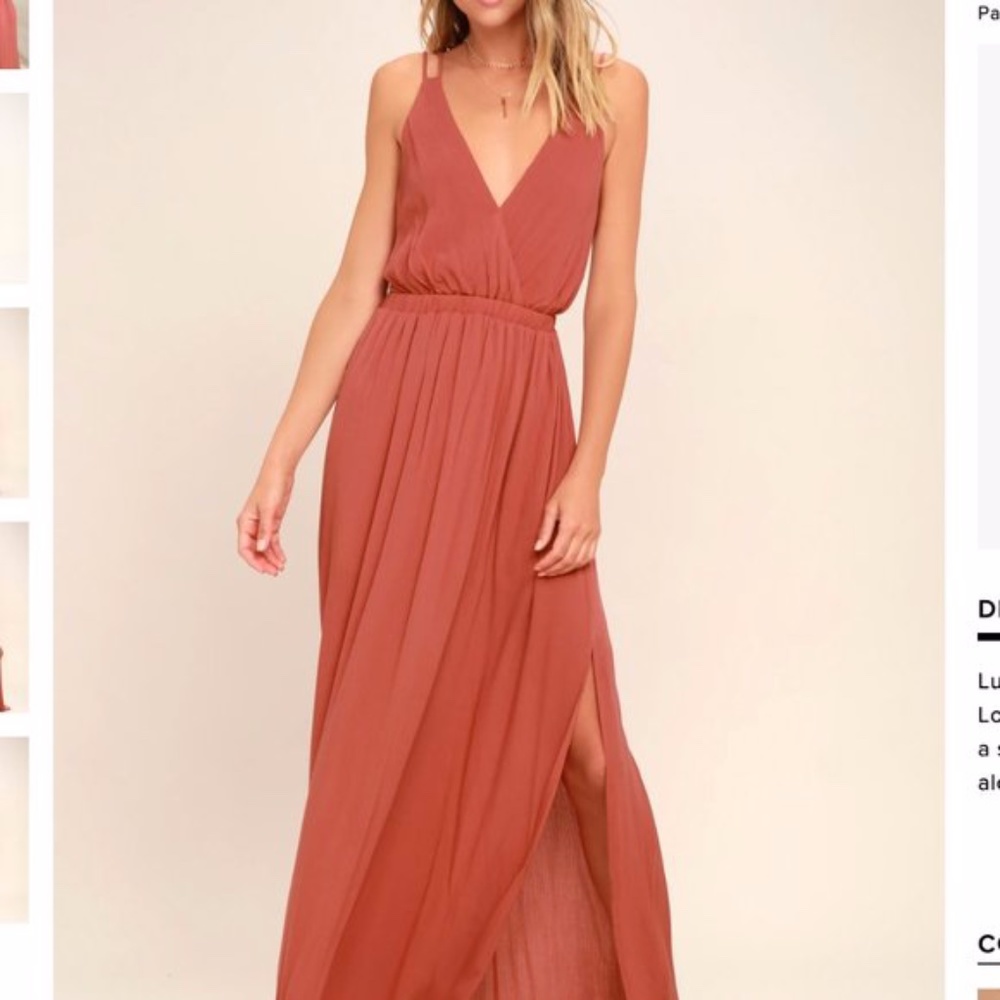 Lost in Paradise Rusty Rose Maxi Dress size S